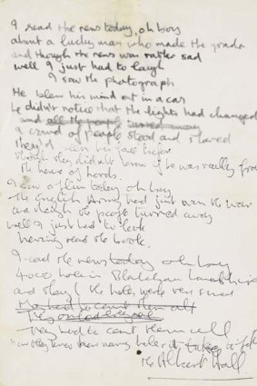 The a handwritten, autographed manuscript by John Lennon.