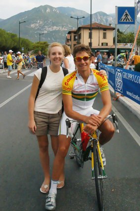 The missing Melbourne backpacker, Britt Lapthorne, and her brother, Darren Lapthorne, pictured in Pisogne, Italy, in July last year. Darren had been on a racing tour there.