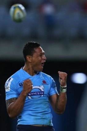 Explosive: Israel Folau will be hard for the Brumbies to stop on Saturday night.