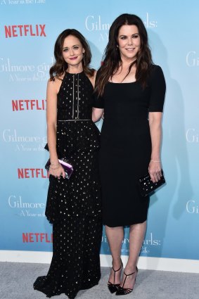 Actors Alexis Bledel and Lauren Graham attend the premiere of Netflix's "Gilmore Girls: A Year In The Life" at the Regency Bruin Theatre on November 18, 2016 in Los Angeles, California.