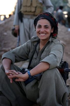A Kurdistan Workers' Party member at the frontline with ISIL in Makhmour, near Erbil.