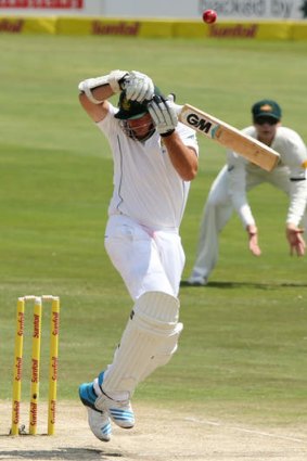 On the back foot: Graeme Smith of South Africa.