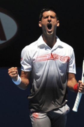 Novak Djokovic has plenty to shout about in his win over Switzerland's Marco Chiudinelli yesterday.
