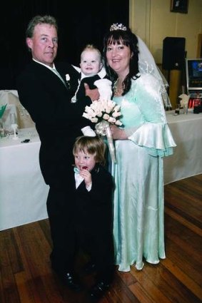 New life … Cindy and Stephen with their two sons at their wedding in 2010.