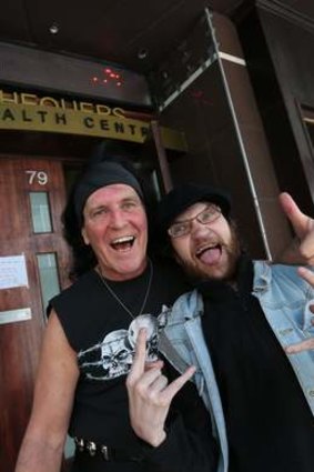 Long way to the top: ACDC's original singer Dave Evans with Ross Young.