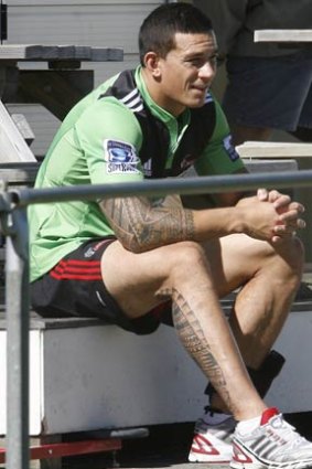 Sidelined . . . Sonny Bill Williams sits out Crusaders training at Rugby Park.