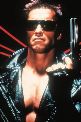 Arnold Schwarzenegger in a scene from <i>The Terminator.</i>