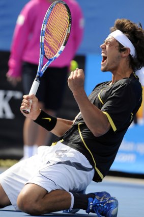 Nick Lindahl makes his feelings known on beating Bernard Tomic.