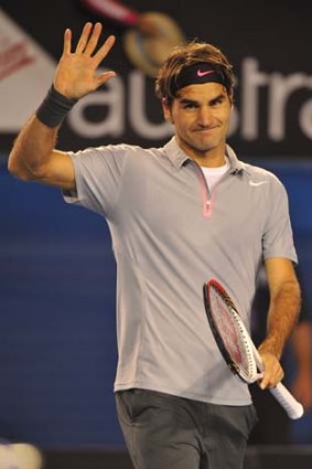 Roger Federer ... after winning his match against Milos Raonic.
