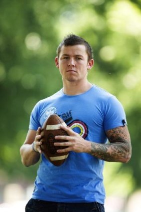 Gridiron flirtation: Todd Carney in 2009 during his year in exile from the NRL.