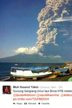 Up in smoke: A screen grab of the ash cloud following the Sangeang Api volcano eruption.