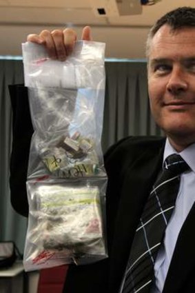 Detective Acting Superintendent Scott Knowles, shows some of the drugs that were seized.