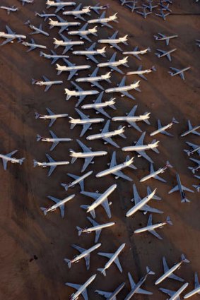 Aircraft graveyard: The Qantas jets spent 18 months in the Arizona desert en route to Africa and the Middle East.