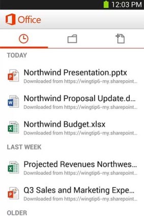 Microsoft Office Mobile for Android.