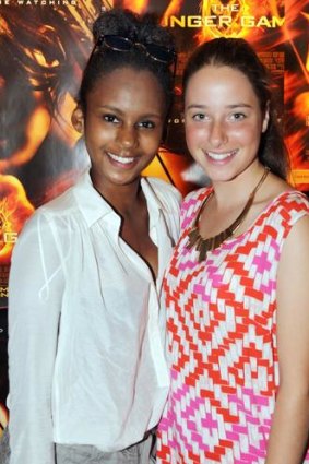 Feeling game: Tani Edwards (left) and Lucy Puglielli at The Hunger Games premiere at the Jam Factory.