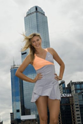 Star ... Maria Sharapova launching her Australian Open attire in Melbourne yesterday.