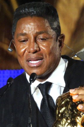 Jermaine Jackson speaks after receiving a Save the World award on behalf of his late brother, Michael, in Austria.