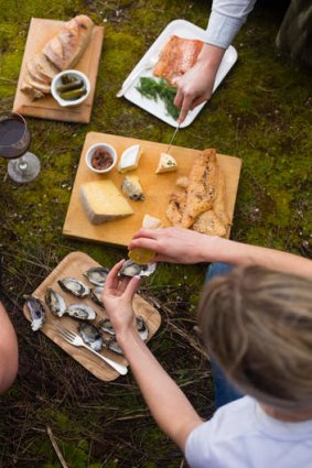 Outdoor feast at Bruny Island, Tasmania.