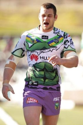 Agony: Raiders hard-man Shaun Fensom after injuring his knee against the Warriors.