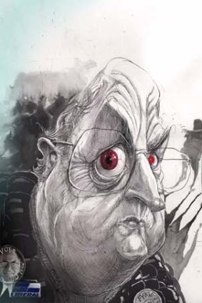 Peter Reith ... incandescent with rage after Tony Abbott  dudded him in the run for federal Liberal presidency.  <em>Illustration: David Rowe</em>