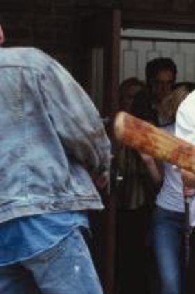 Quick knock: Pegg wields a bat in <i>Shaun of the Dead</i>.