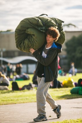 Swags, sleeping bags and thick socks a must at the overnight sleep-out at Camp Gallipoli.