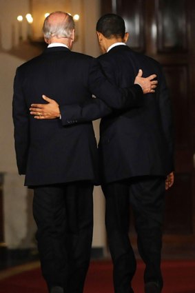 Vice-President Joe Biden and Barack Obama after the bill passed.
