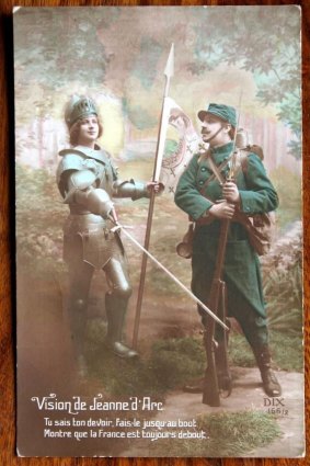 Joan of Arc spectre joins in Great War, postcard.
