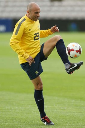 Mark Bresciano at a Socceroos training session this year.