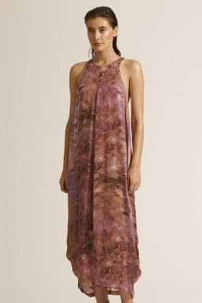 Nina Maya designs'Abstracted Landscape' print maxi dress.