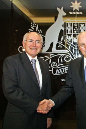 What the world saw: John Howard and Dick Cheney in 2007.