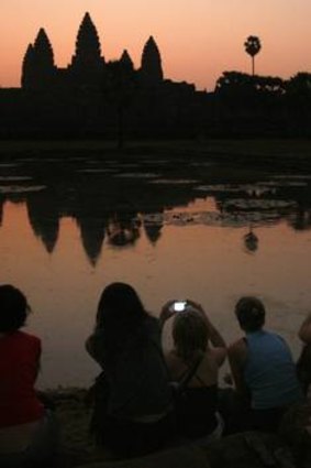 Despite a big night out, all but one of the group makes it out to Angkor Wat to watch the sunrise.