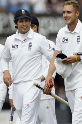 England captain Alastair Cook, left, and Stuart Broad.