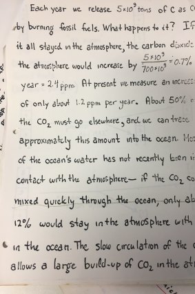 Lecture notes from 1983 underlining the build-up of carbon dioxide at that point. It's now about double that pace.