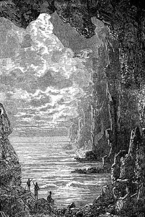 The sea under the Earth's surface as illustrated by Edouard Riou in Jules Verne's <em>Journey to the Centre of the Earth</em>.