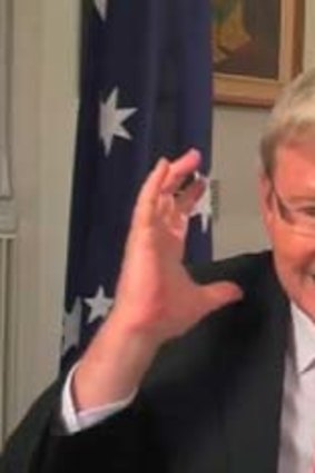 Leak ... Kevin Rudd fluffing his lines in that video.