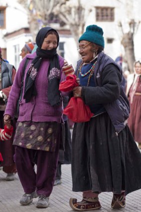 A mother and daughter at the Chowkhang monastery in central Leh.