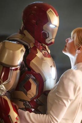 Top ticket sales: Robert Downey as Tony Stark and Gwyneth Paltrow as Pepper Potts in <em>Iron Man 3</em>.
