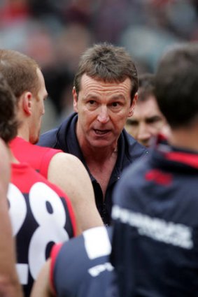 Neale Daniher trying to lift his players, during his time with the Demons.