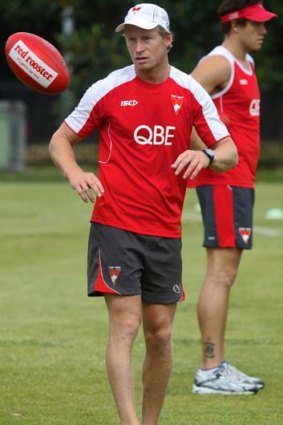 A proppy Craig Bolton, at training in December.