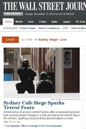 The <i>Wall Street Journal</i> homepage on Monday morning (AEDT).