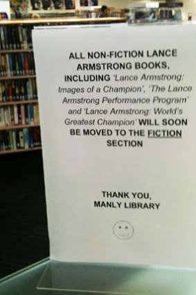 The sign ... a notice in Manly Library has gained worldwide attention.