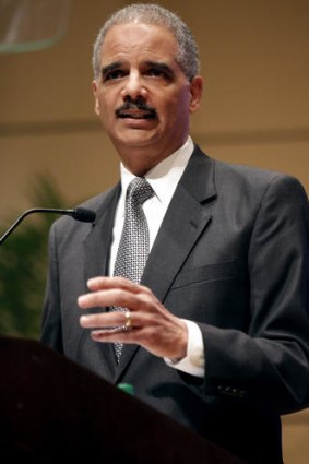 Attorney General Eric Holder gives a speech at Northwestern Law School.