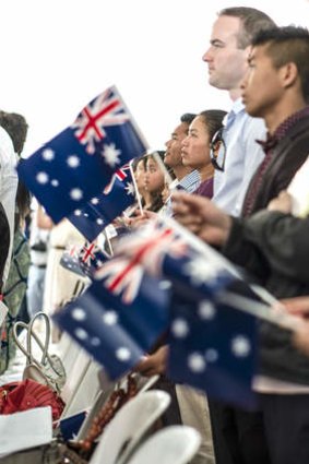 New citizens attend the Australia Day Citizenship ceremony in Sunshine.