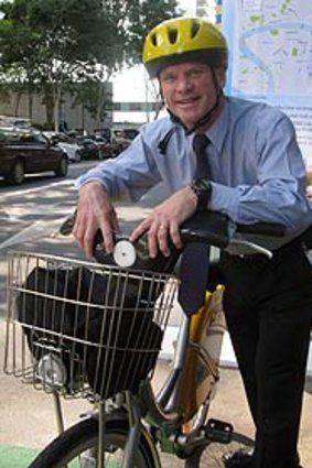 Campbell Newman at the Mary Street cycle station.