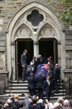 Former prime minister Malcolm Fraser was remembered at Scots Church in Melbourne. 