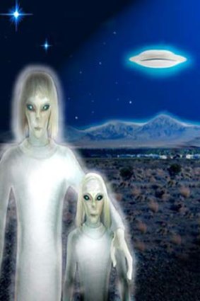 Brothers from another planet: An artist's impression of the ''tall whites'' in Nevada.