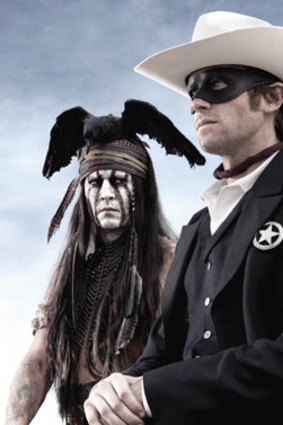 Armie Hammer as the Lone Ranger, with Johnny Depp as Tonto.