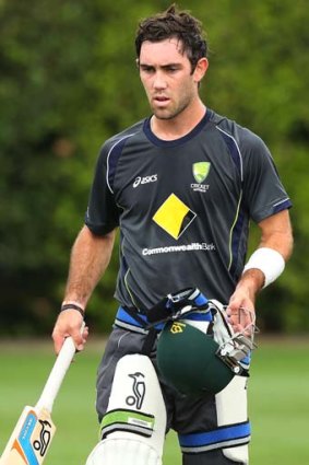 Glenn Maxwell prepares to bat during an Australian nets session at the SCG on Wednesday.