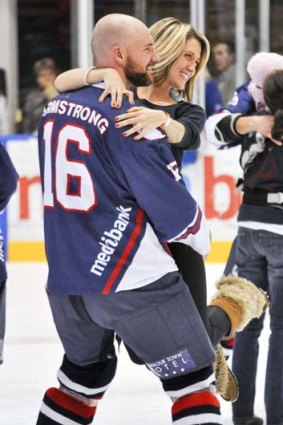 Matt and Sara Armstrong celebrate back-to-back Goodall Cup wins in 2011. They were married in Australia in 2012.